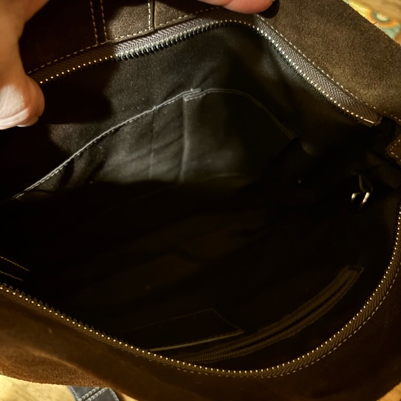 Vintage Suede Coach East-West large crossbody. Excellent cond. Dark Brown - Picture 12 of 12